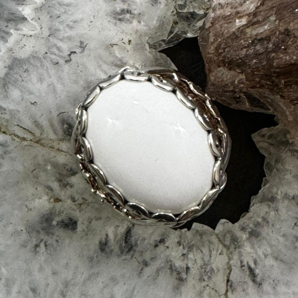 Carolyn Pollack Sterling & Brass Oval White Jasper Decorated Ring For Women